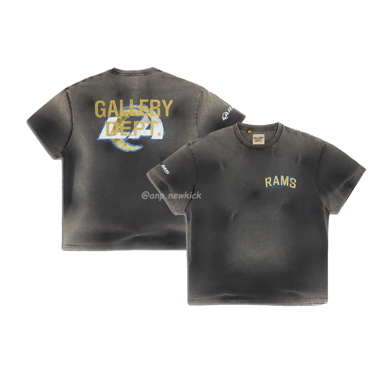 Gallery Dept X La Rams Tee Co Branded Letter Sun Faded Black Brown (1) - www.newkick.vip